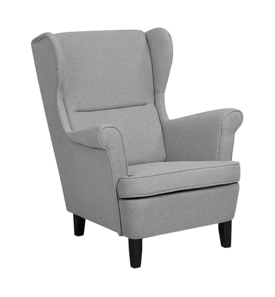 Poltrona Wingback ABSON Tessuto Grigio