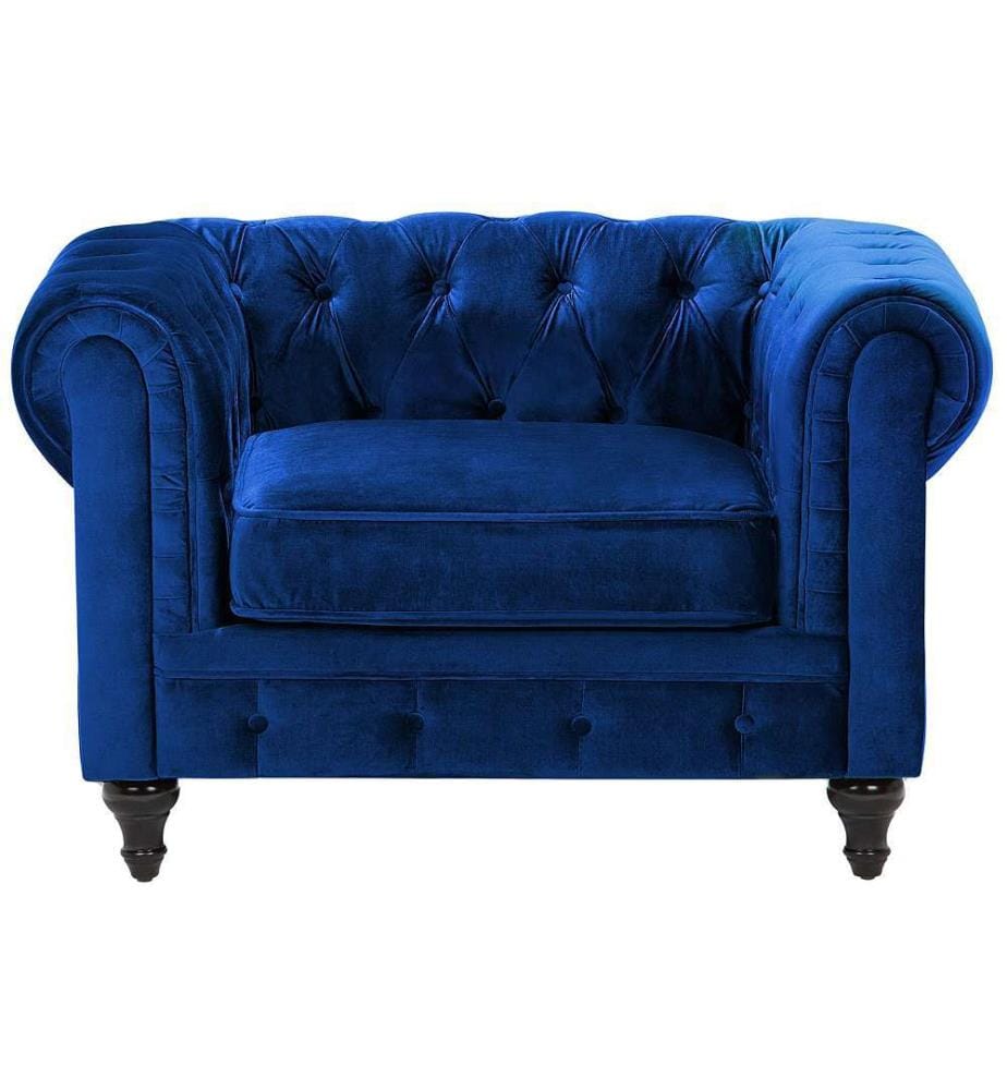 Fauteuil CHESTERFIELD Velours Bleu marine