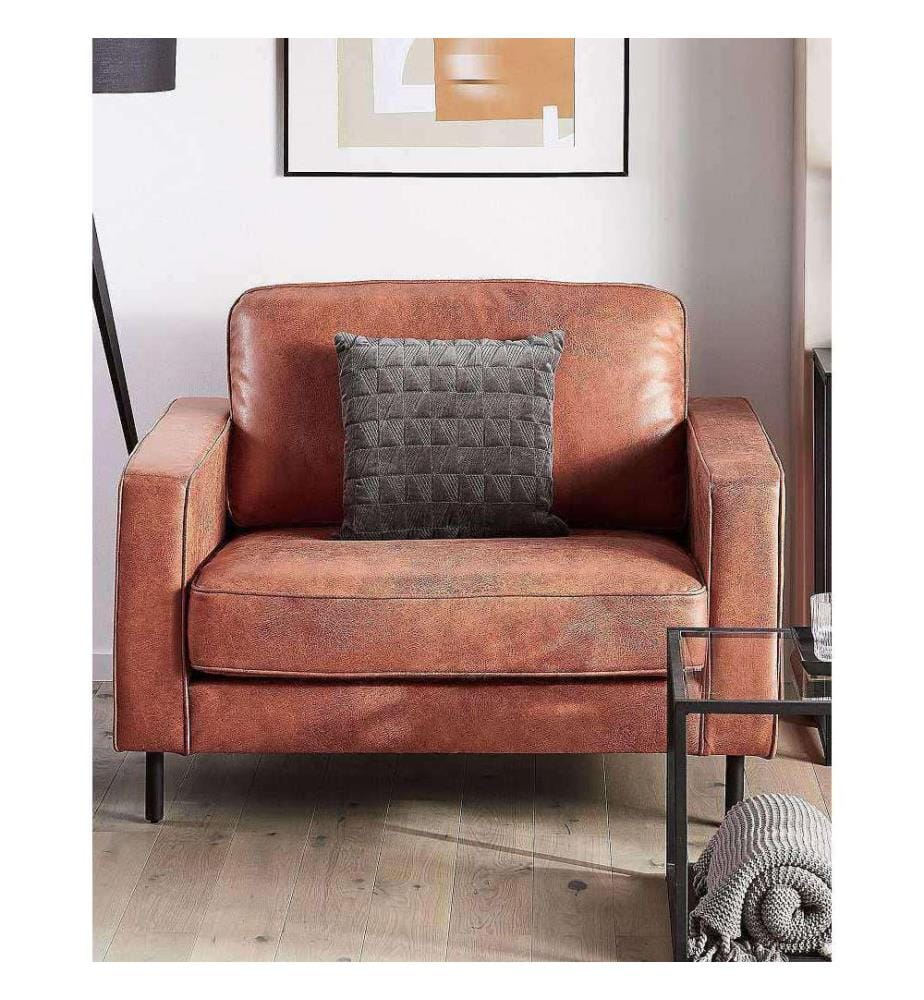 Fauteuil SAVALEN Cuir PU Marron doré