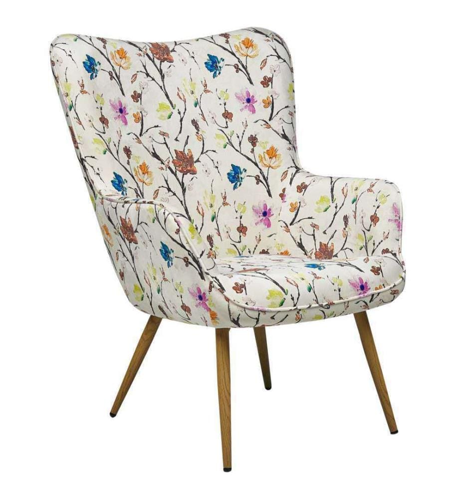 Poltrona Wingback VEJLE con poggiapiedi Tessuto Beige chiaro