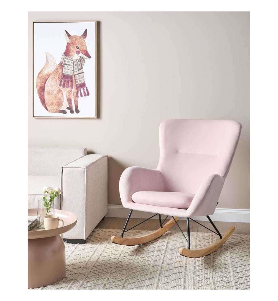 Fauteuil à bascule ELLAN Velours Rose