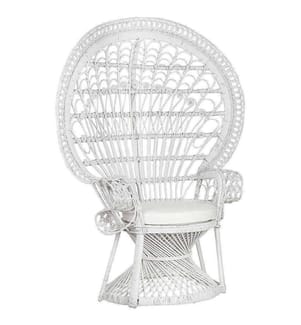 Chaise paon EMMANUELLE Rotin Blanc