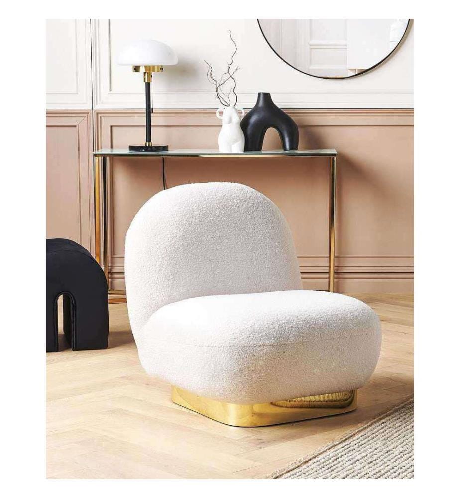 Fauteuil LOVIISA Bouclé Blanc