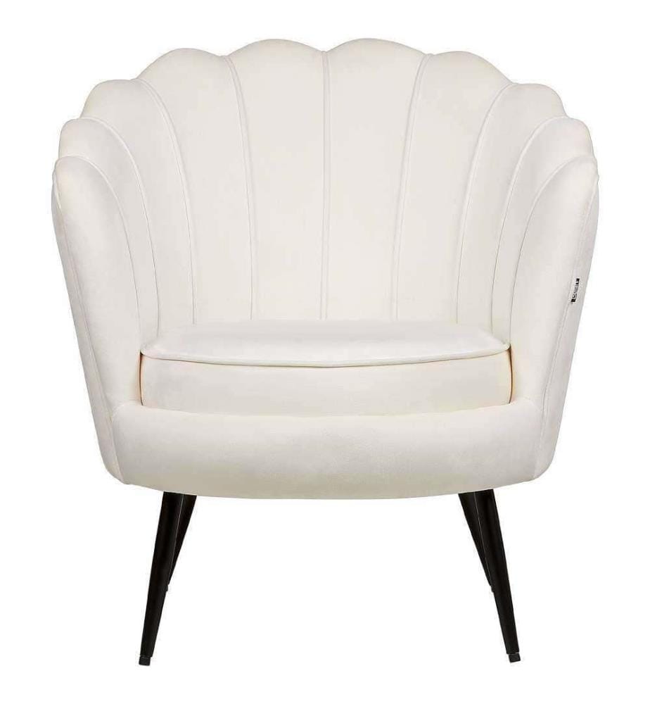 Fauteuil LOVIKKA Velours Blanc cassé