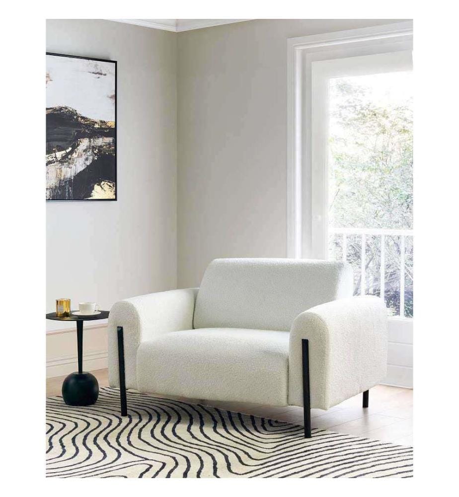 Fauteuil ASKIM Bouclé Blanc