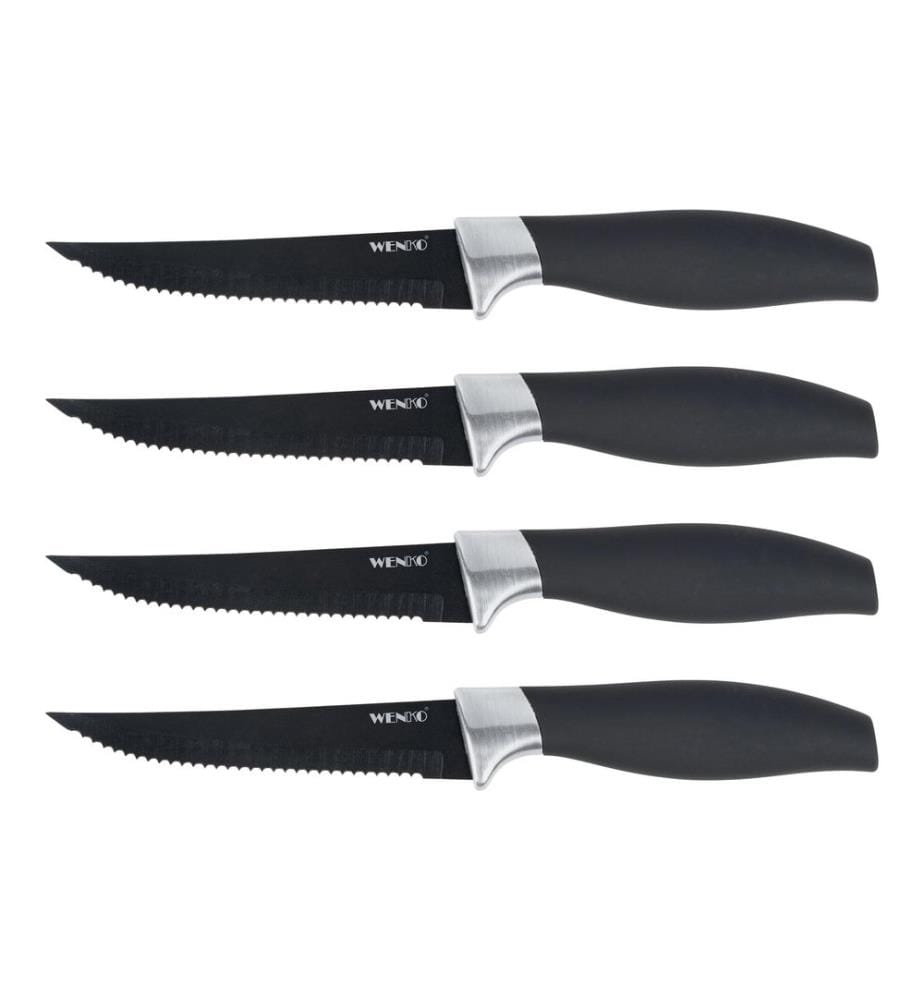 WENKO - Kits de couteaux à steak Otis 4 Pièce/s, Noir