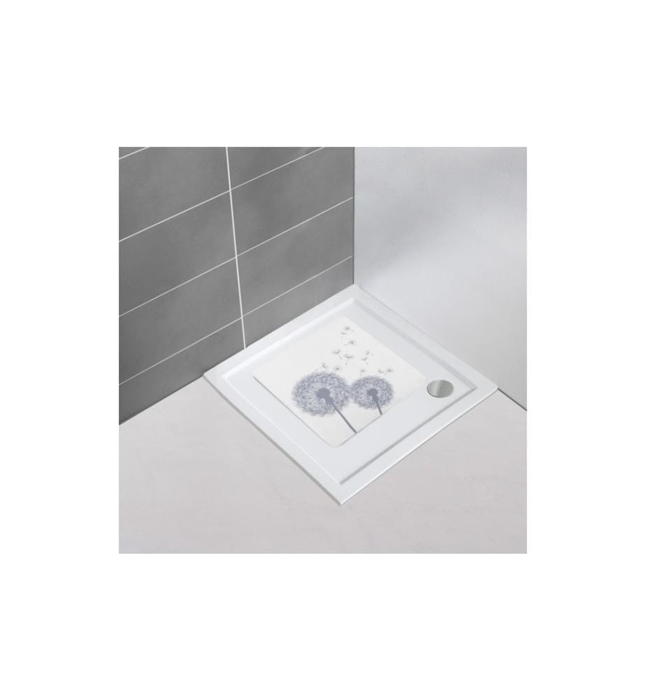 WENKO - Tapis de douche Astera 55 x 55 cm, Gris/Gris clair/Blanc