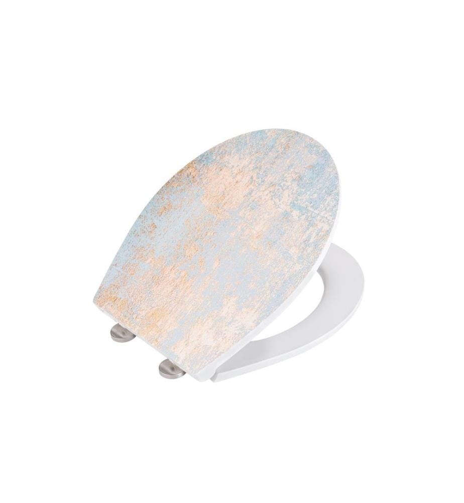 WENKO - Siège de toilette Agate Système d'abaissement automatique, Doré/Blanc