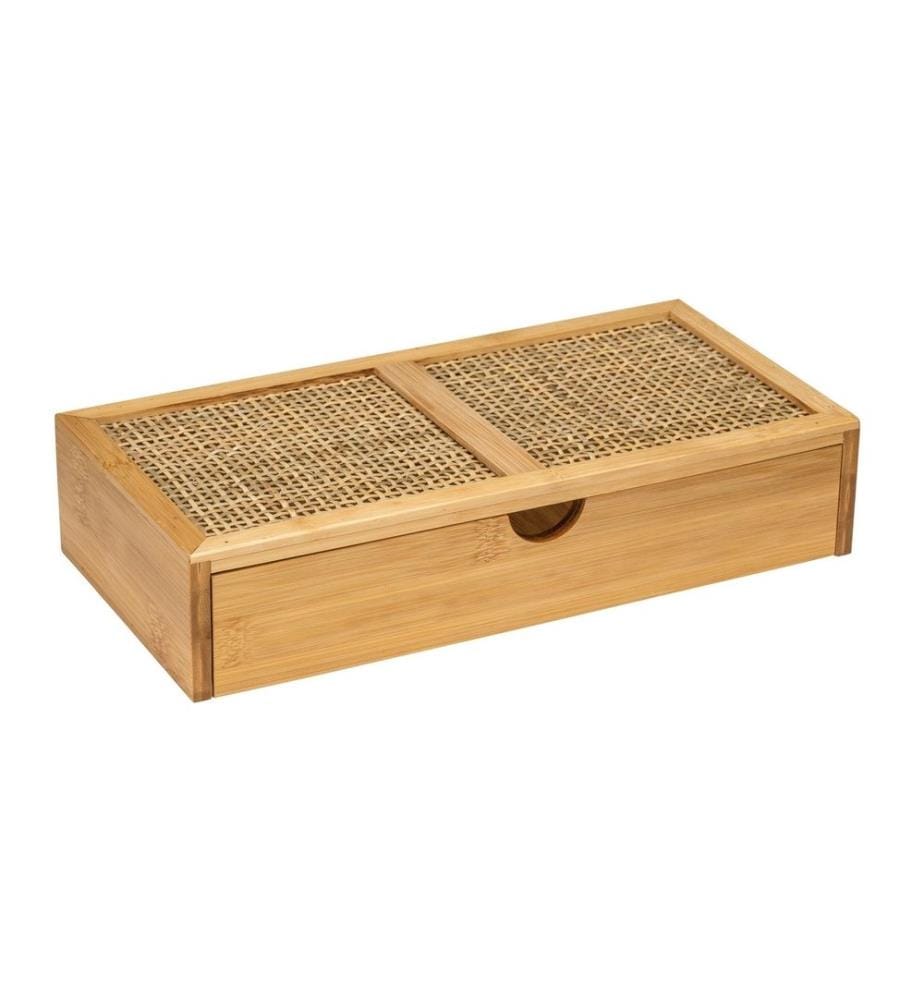 WENKO - Boîte de rangement Allegre avec tiroir, Brun clair
