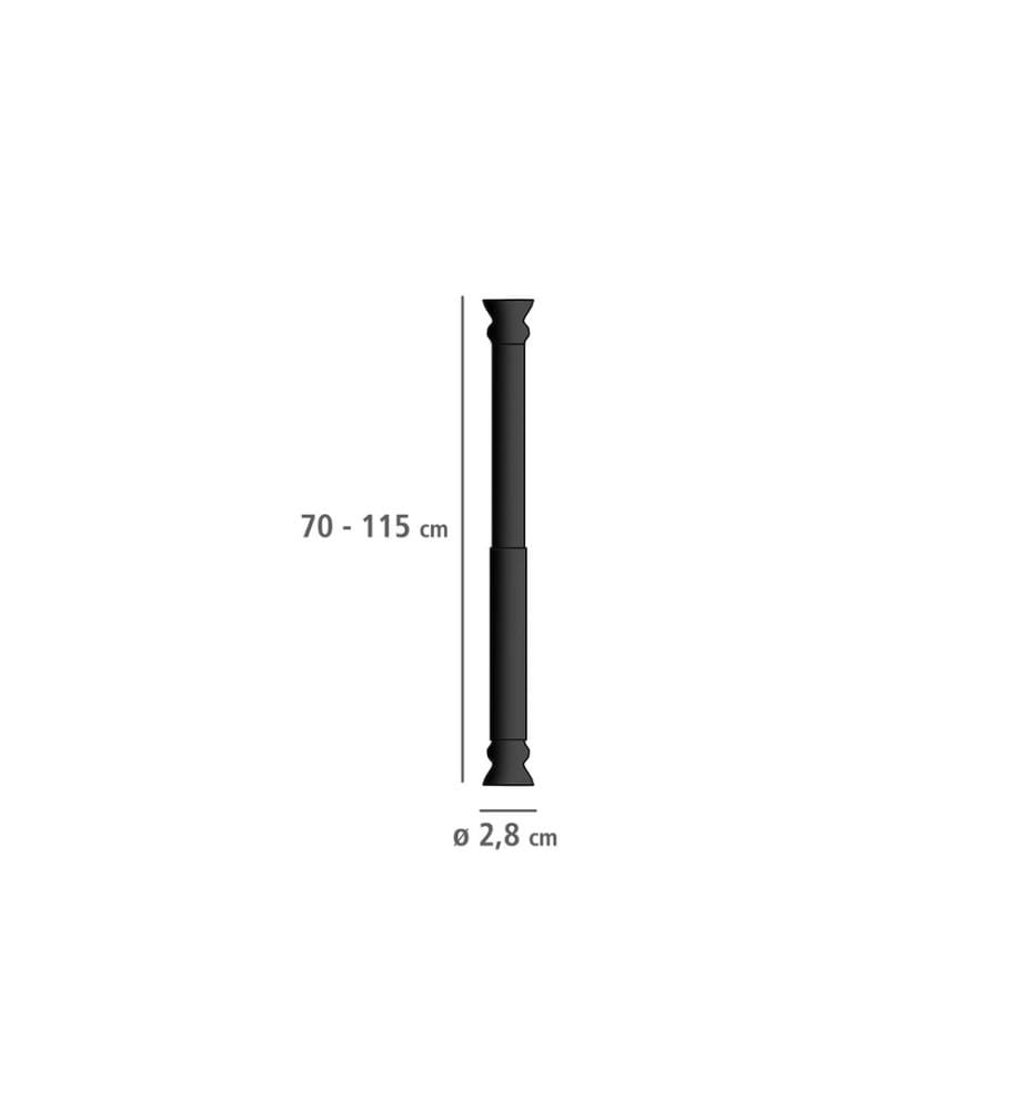 WENKO - Duschvorhangstange 70 x 115 cm, Schwarz