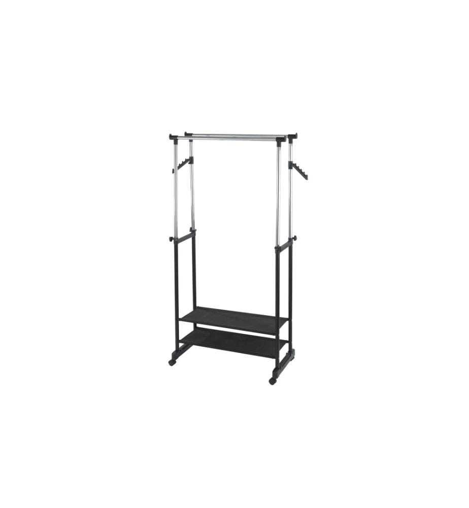 WENKO - Garderobenständer All In 117 cm/169 cm, Schwarz/Silber