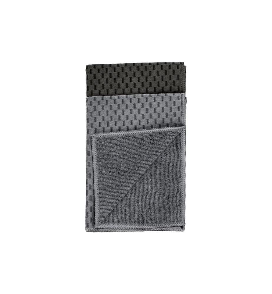 WENKO - Mikrofaser-Reinigungstuch Miko 2er Set, Grau/Schwarz