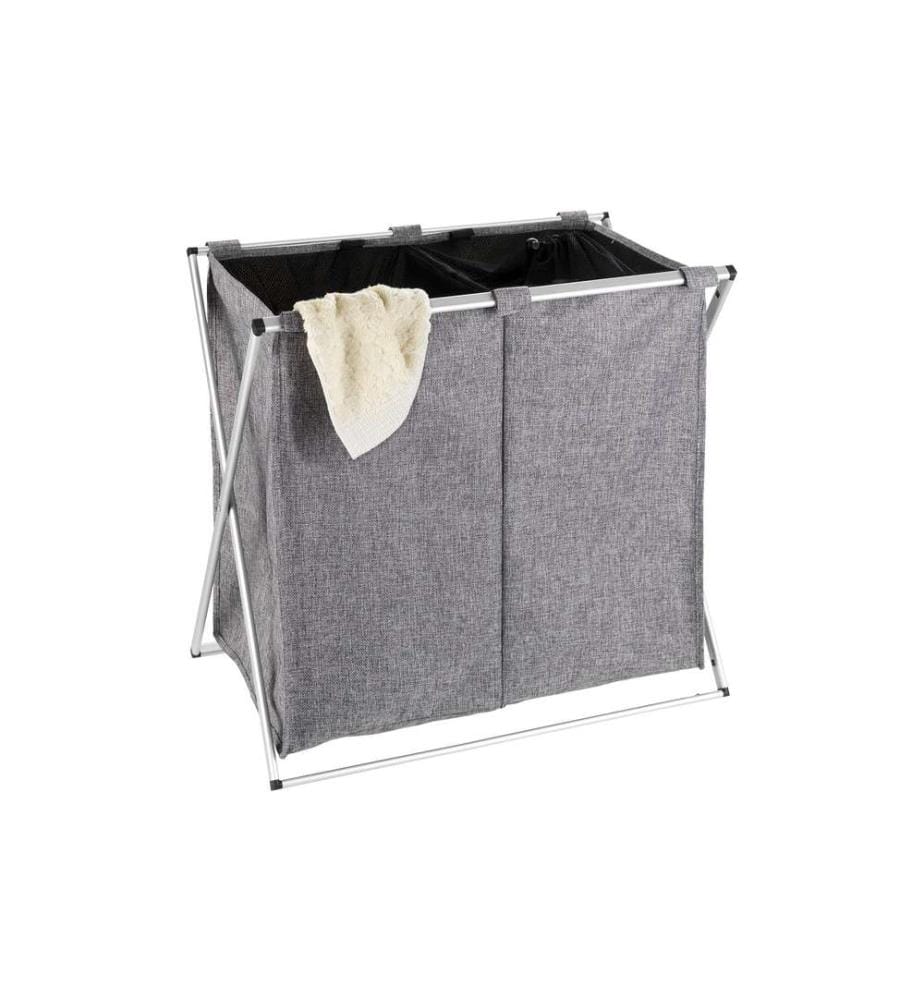 WENKO - Wäschesammler Duo 120 l, Grau meliert