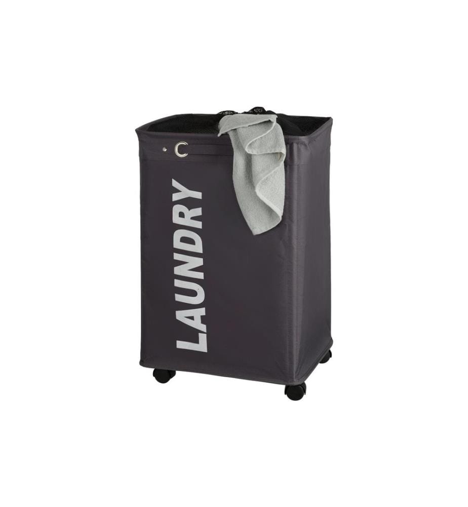 WENKO - Corbeille à lessive Quadro 79 l, Noir