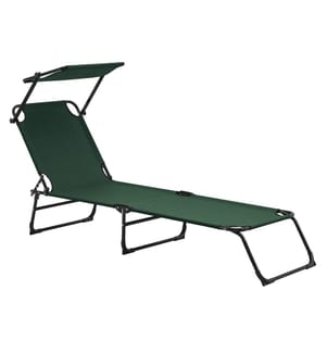 Chaise longue Lomeda avec toit solaire 187x53x27 cm Vert foncé