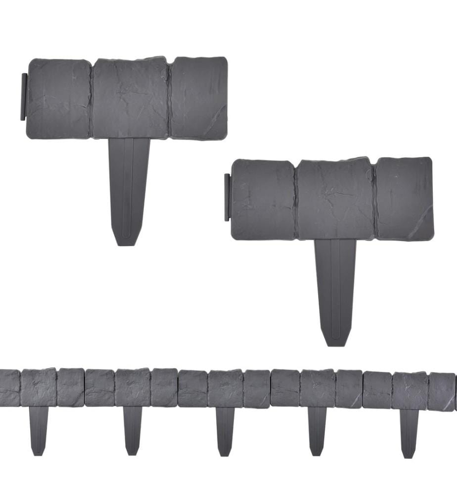 Palisaden Hellín 60er Set 15m Grau mit Steinoptik