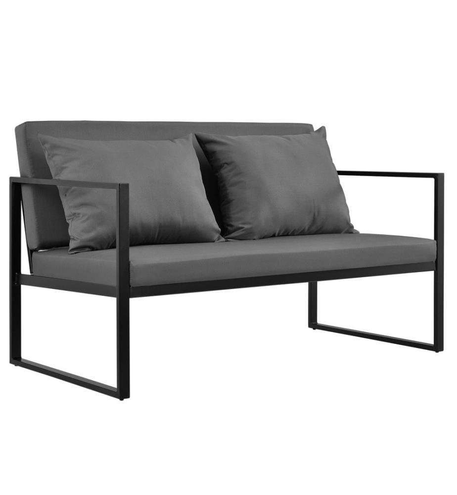 Banc de jardin Lerum avec coussins Noir
