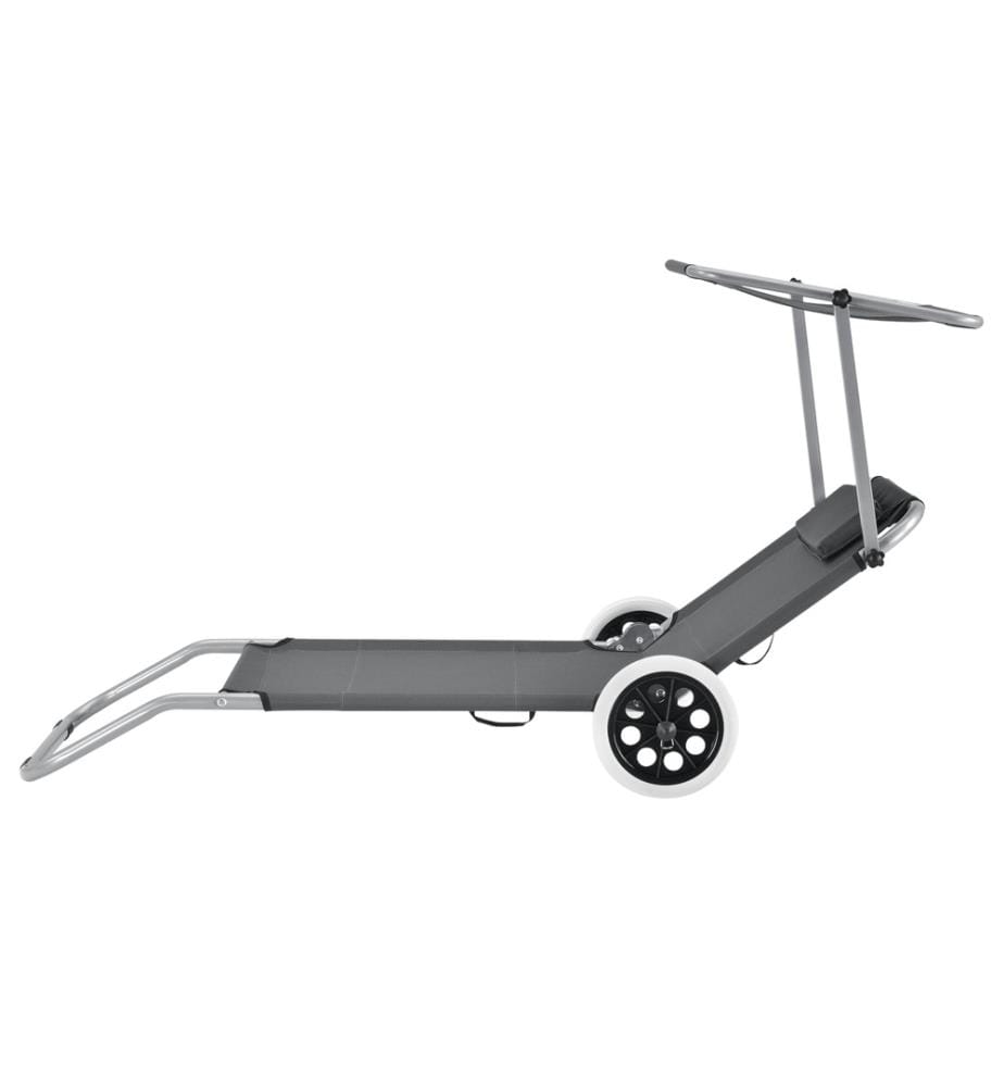 Bain de soleil Falun avec toit et roulettes Gris anthracite