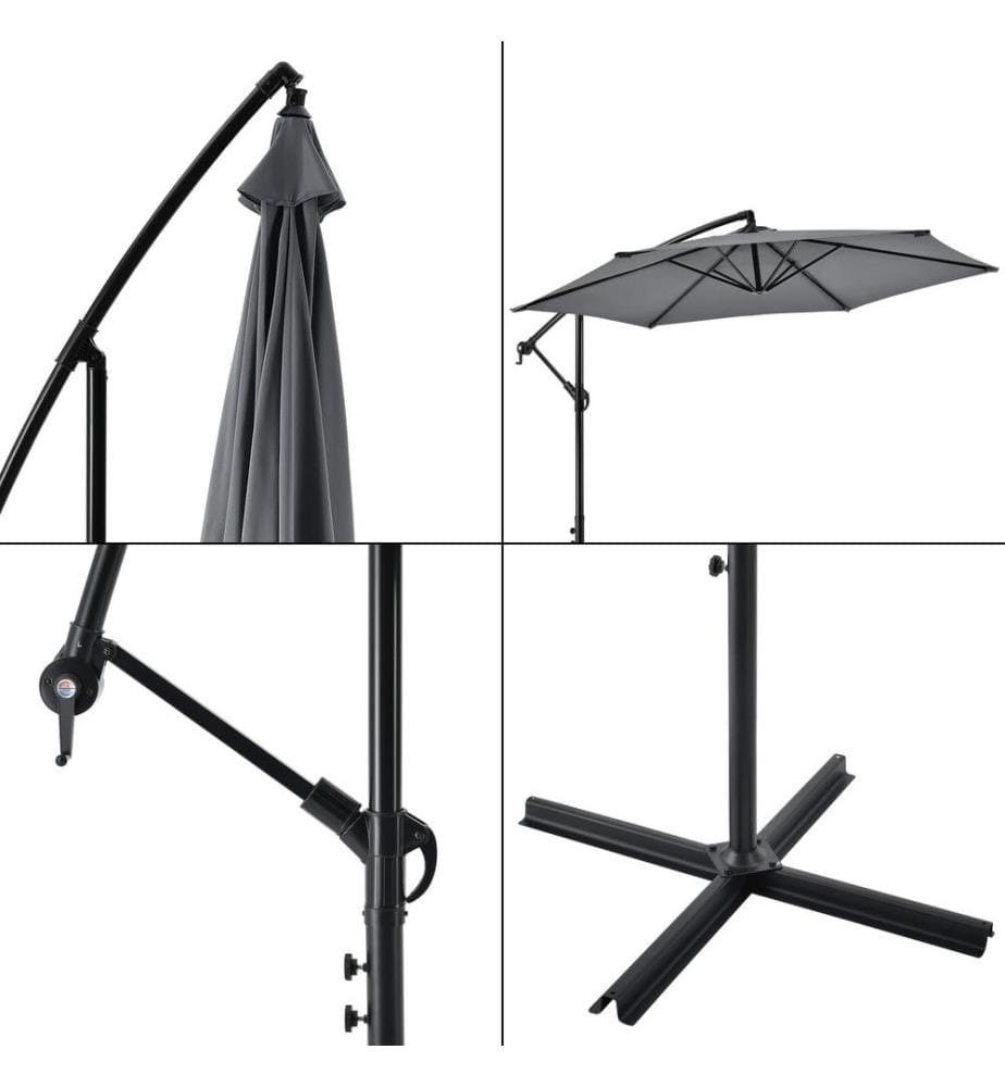 Parasol Budva 270 cm polyester acier gris