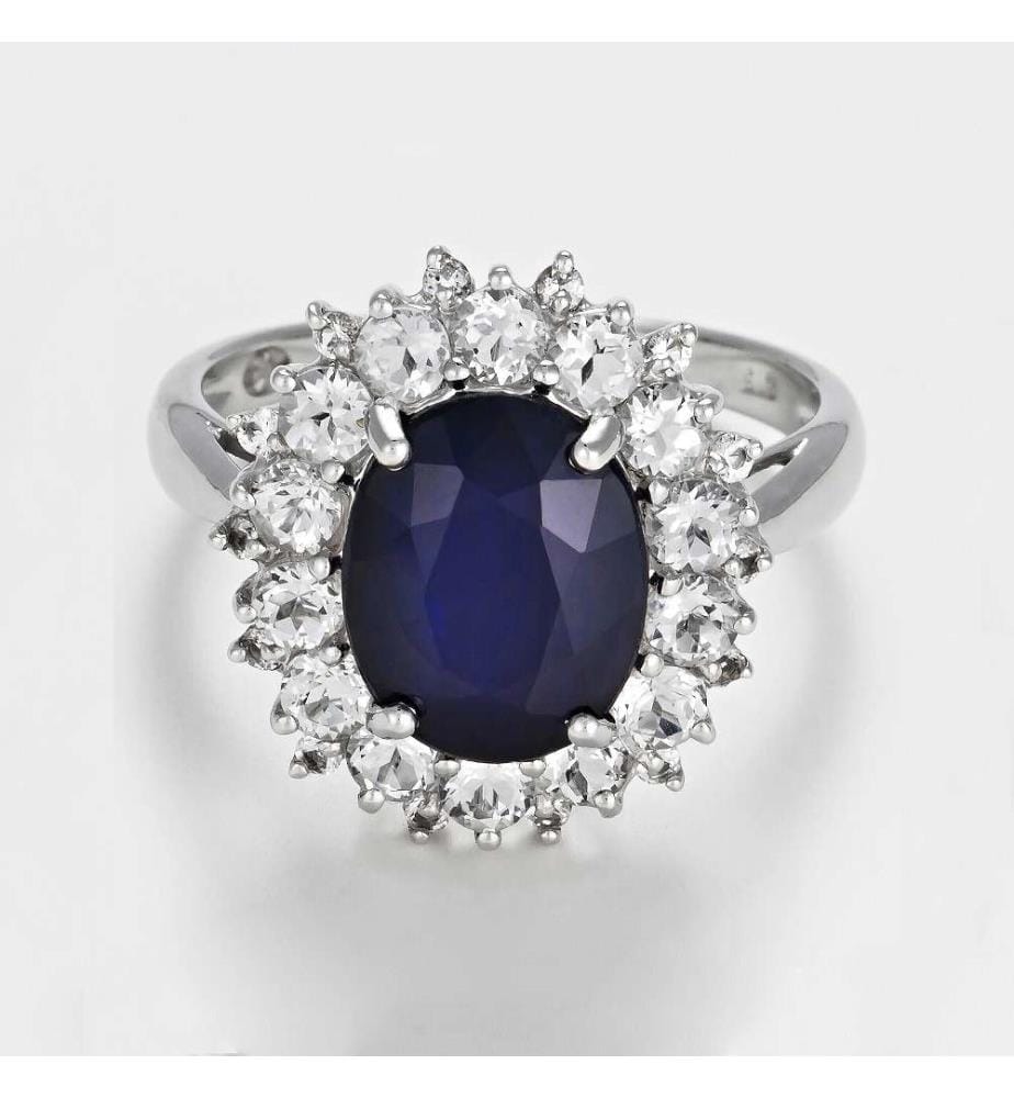 Bague Soleil Bleu - Or Blanc