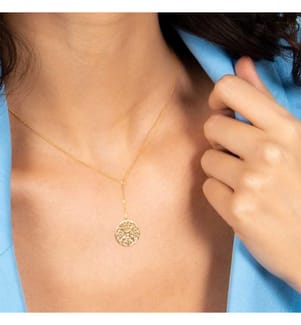 Collier Rosace Pendante - Or Jaune