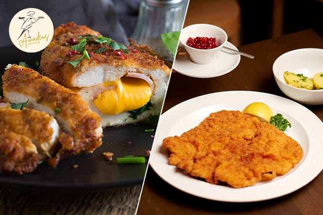3-Gang-Menü mit Wiener Schnitzel oder Poulet Cordon bleu