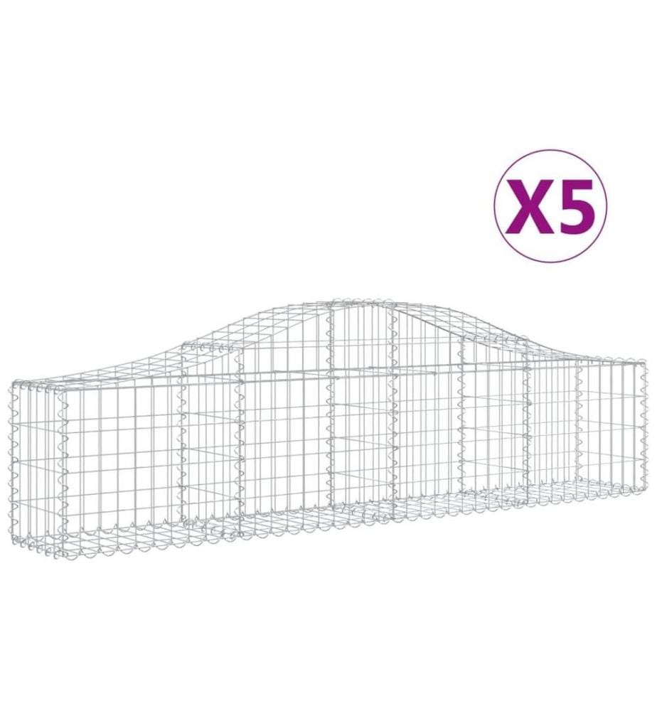 Paniers à gabions arqués 5 pcs 200x30x40/60 cm Fer galvanisé
