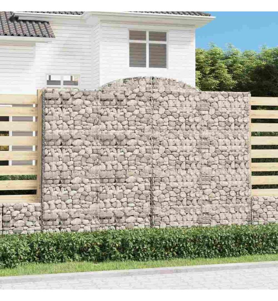 Paniers à gabions arqués 4 pcs 300x50x220/240 cm fer galvanisé