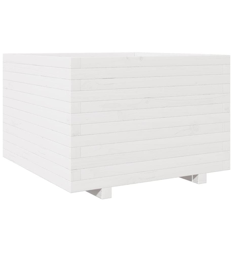 Jardinière blanc 80x80x49,5 cm bois de pin massif