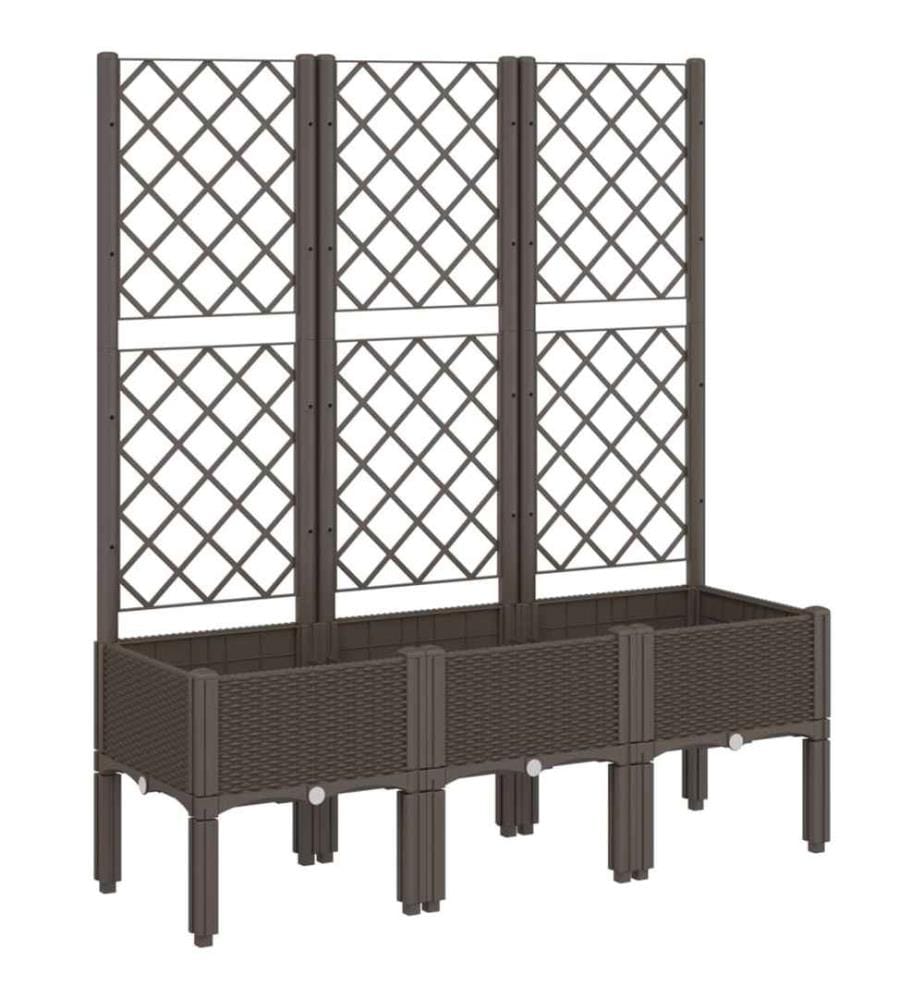 Jardinière avec treillis marron 120x40x142 cm PP