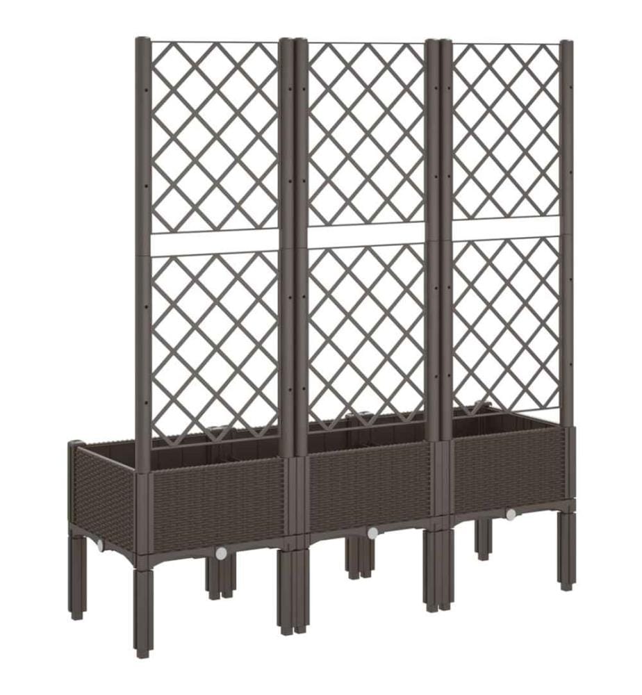 Jardinière avec treillis marron 120x40x142 cm PP
