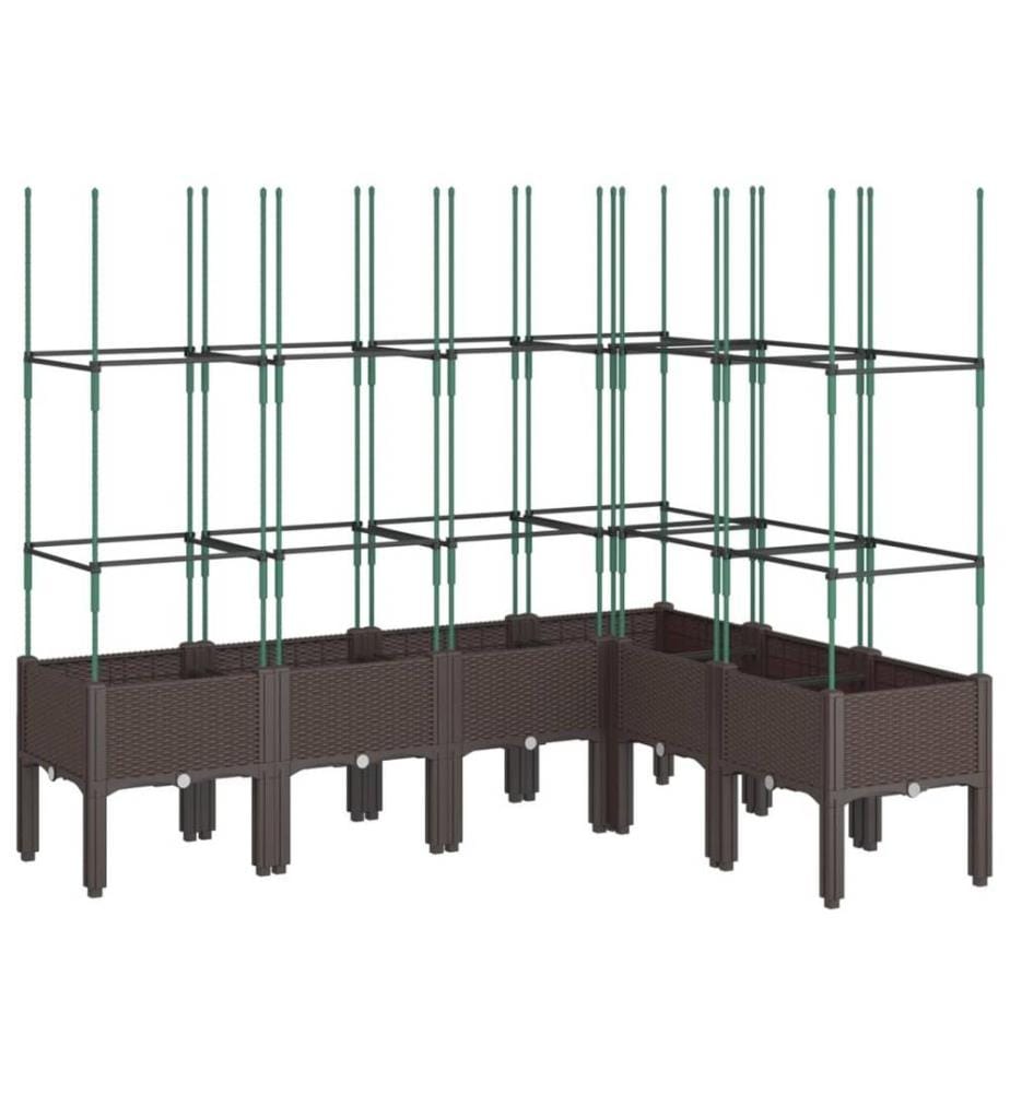 Jardinière avec treillis marron 160x120x142,5 cm PP