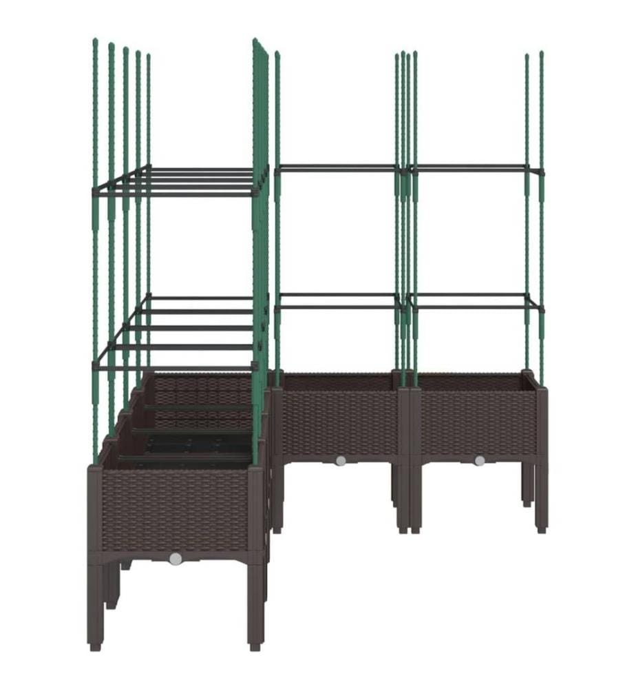Jardinière avec treillis marron 160x120x142,5 cm PP