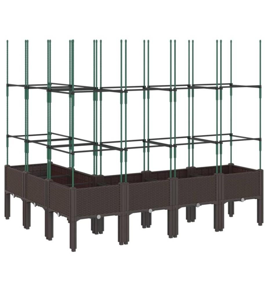 Jardinière avec treillis marron 160x120x142,5 cm PP
