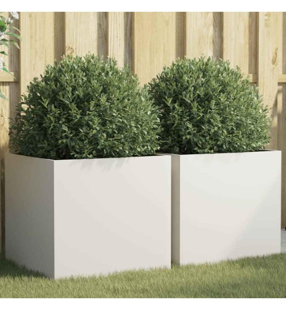 Pflanzkübel 2 Stk. Weiss 49x47x46 cm Kaltgewalzter Stahl
