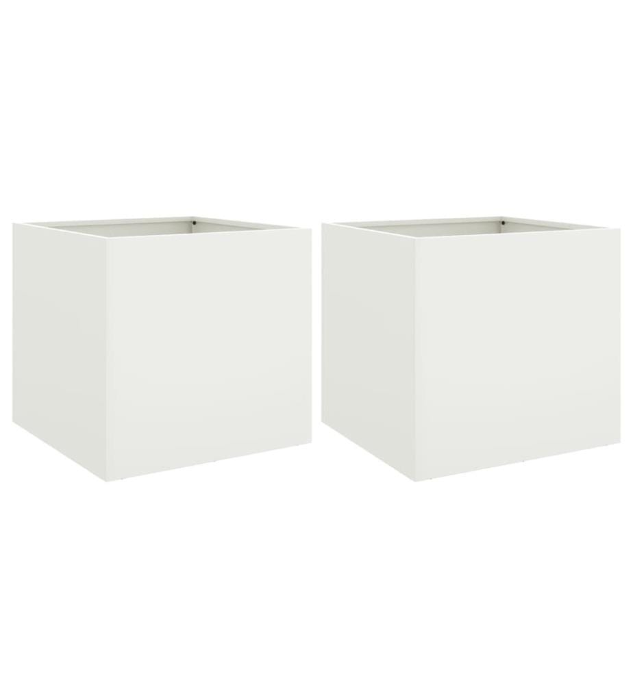 Pflanzkübel 2 Stk. Weiss 49x47x46 cm Kaltgewalzter Stahl