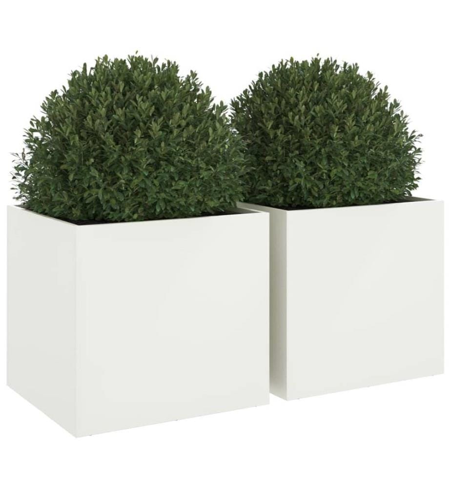 Pflanzkübel 2 Stk. Weiss 49x47x46 cm Kaltgewalzter Stahl