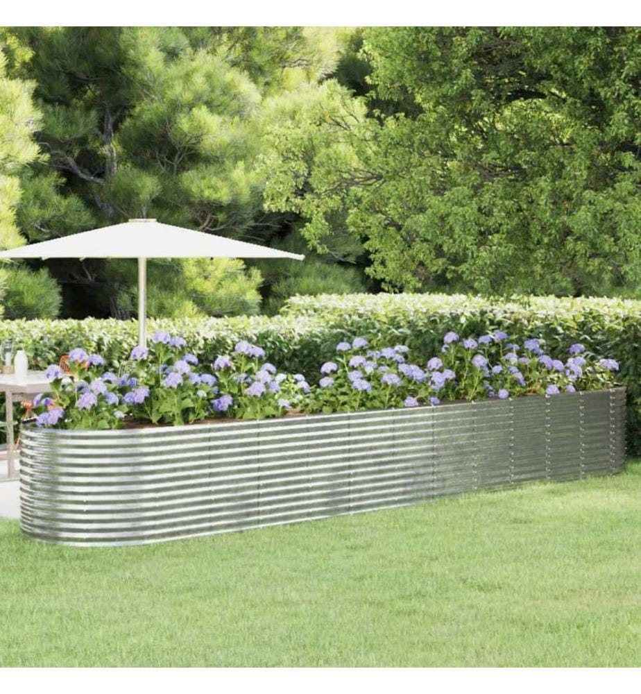 vidaXL Lit surélevé de jardin Acier enduit de poudre Argenté