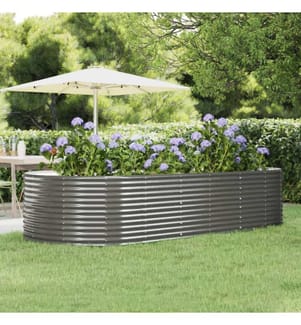vidaXL Hochbeet Grau 291x140x68 cm Verzinkter Stahl