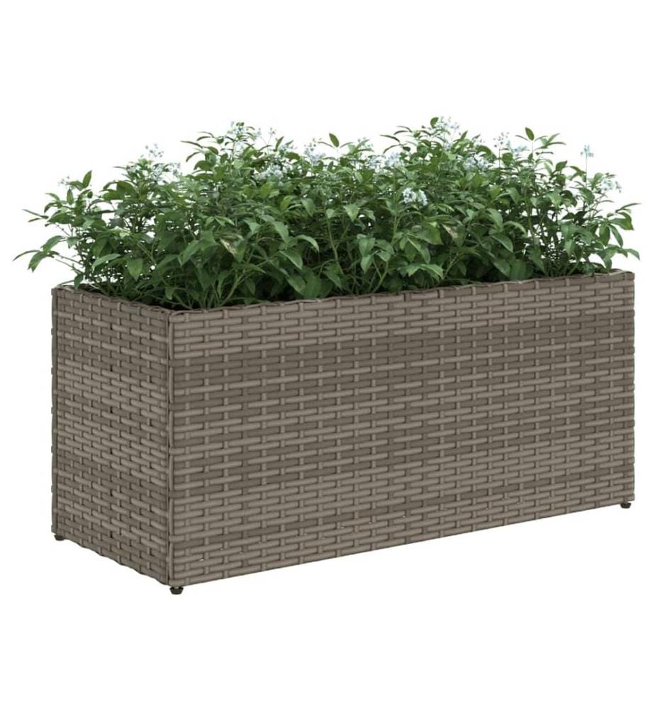 vidaXL Jardinières avec 2 pots 2 pcs gris 72x30x32 cm résine tressée