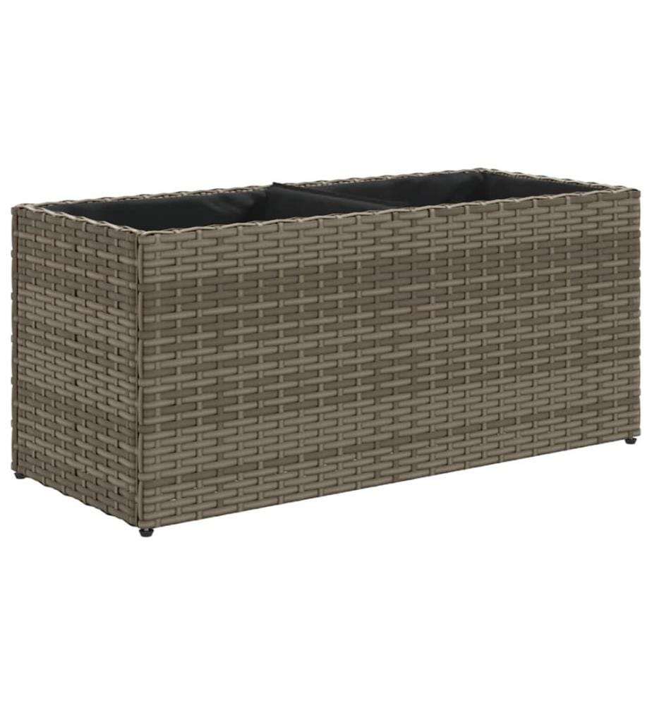 vidaXL Jardinières avec 2 pots 2 pcs gris 72x30x32 cm résine tressée
