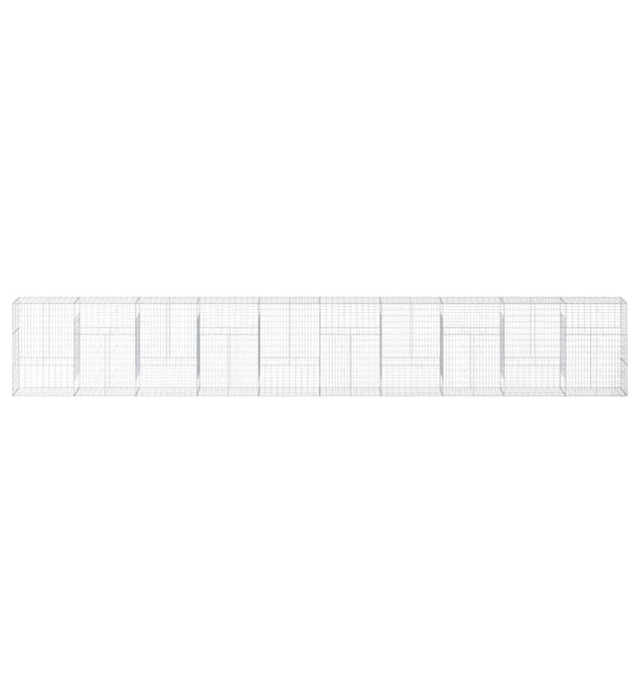 vidaXL Panier gabion avec couvercle 1000x50x150 cm fer galvanisé