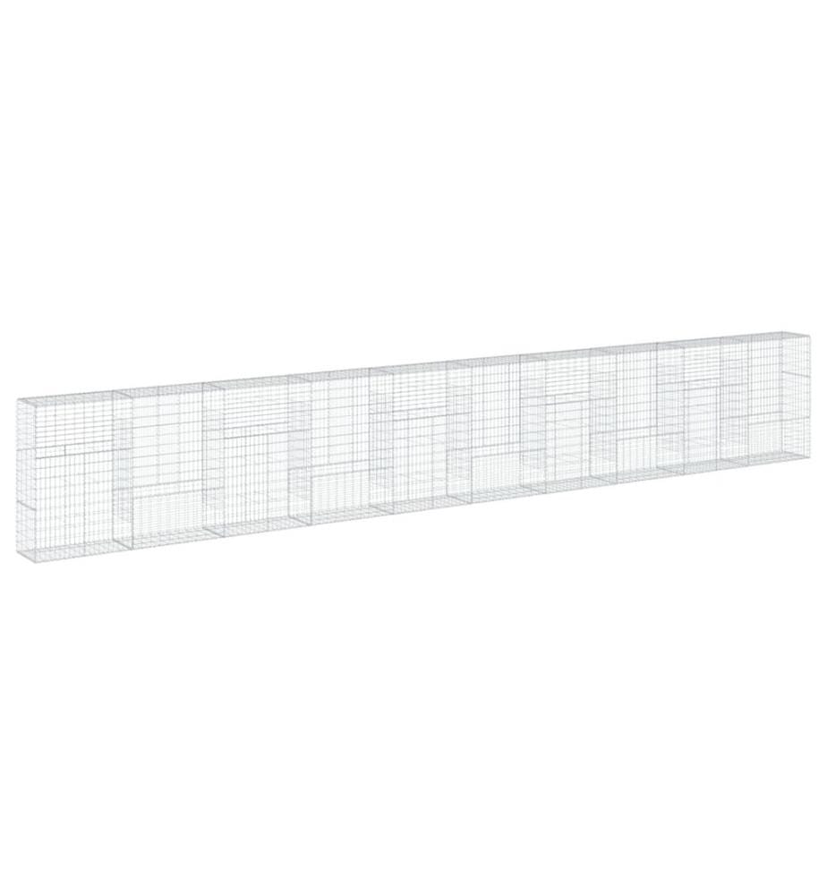vidaXL Panier gabion avec couvercle 1000x50x150 cm fer galvanisé