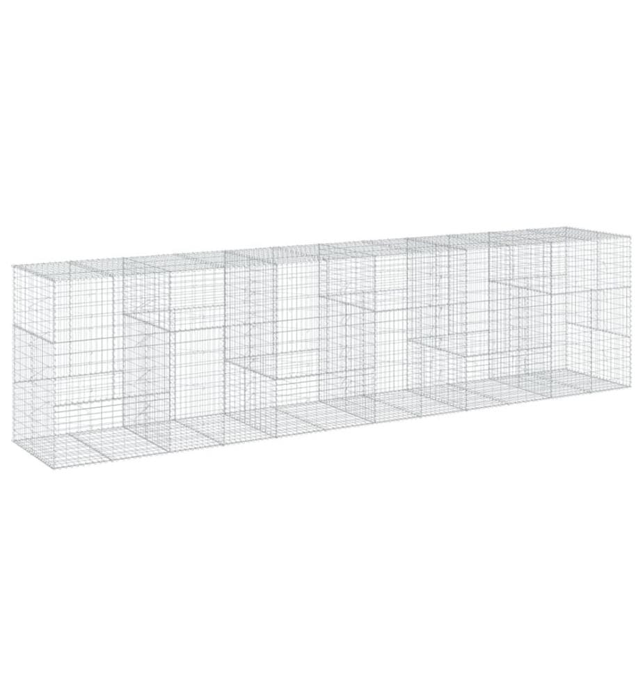 vidaXL Panier gabion avec couvercle 600x100x150 cm fer galvanisé
