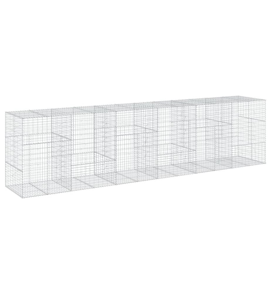 vidaXL Panier gabion avec couvercle 600x100x150 cm fer galvanisé