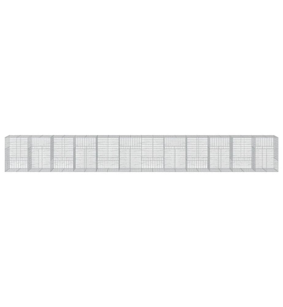 vidaXL Panier gabion avec couvercle 1200x100x150 cm fer galvanisé