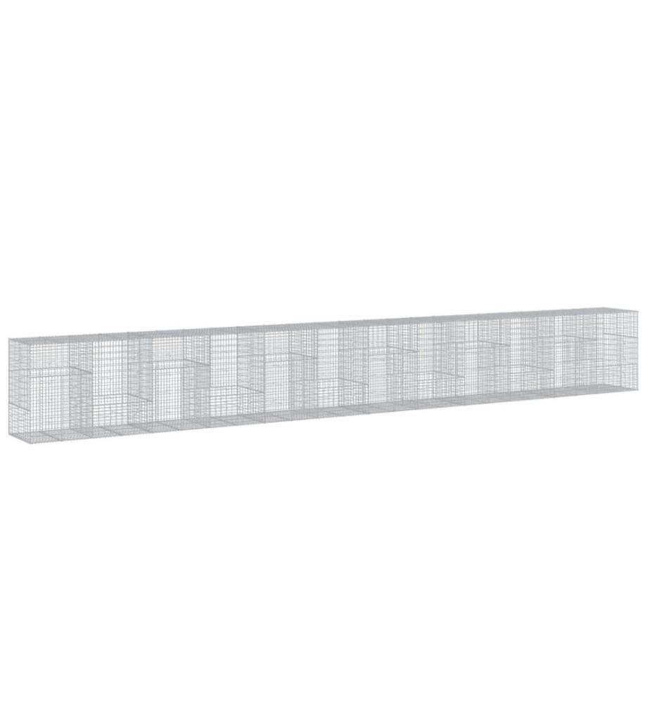 vidaXL Panier gabion avec couvercle 1200x100x150 cm fer galvanisé
