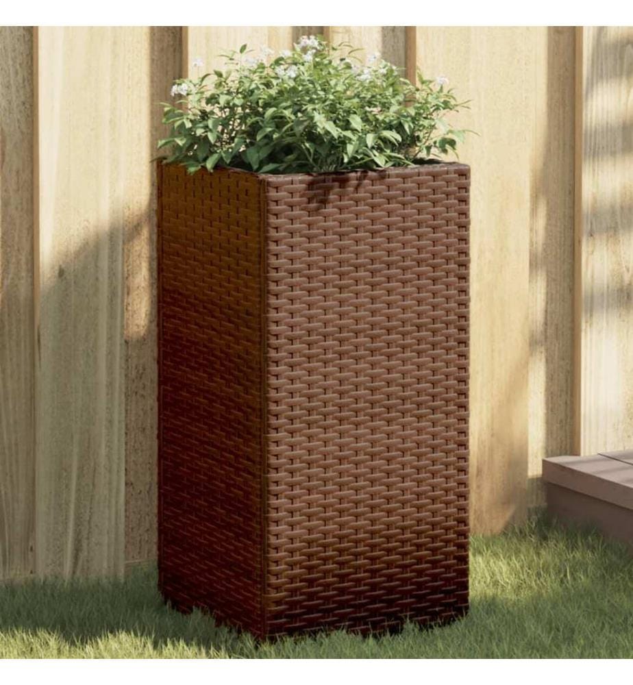 vidaXL Jardinière marron 30x30x60 cm résine tressée