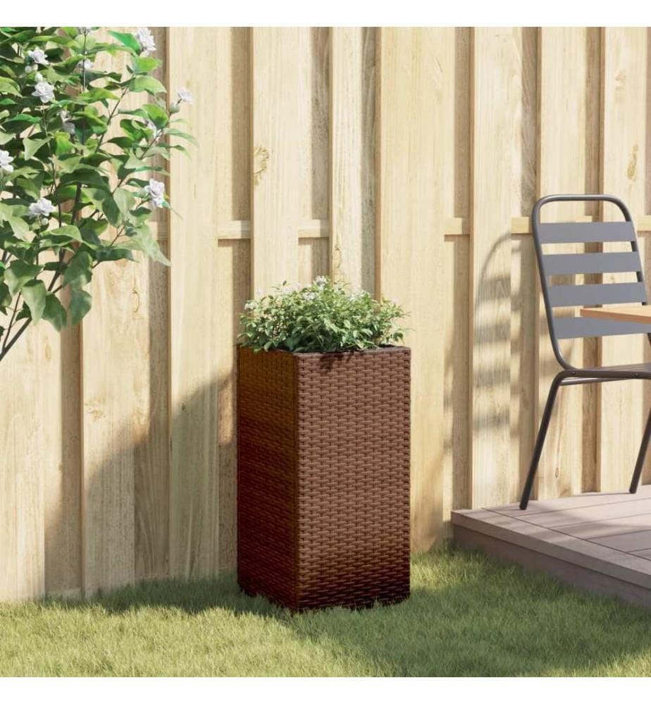 vidaXL Jardinière marron 30x30x60 cm résine tressée