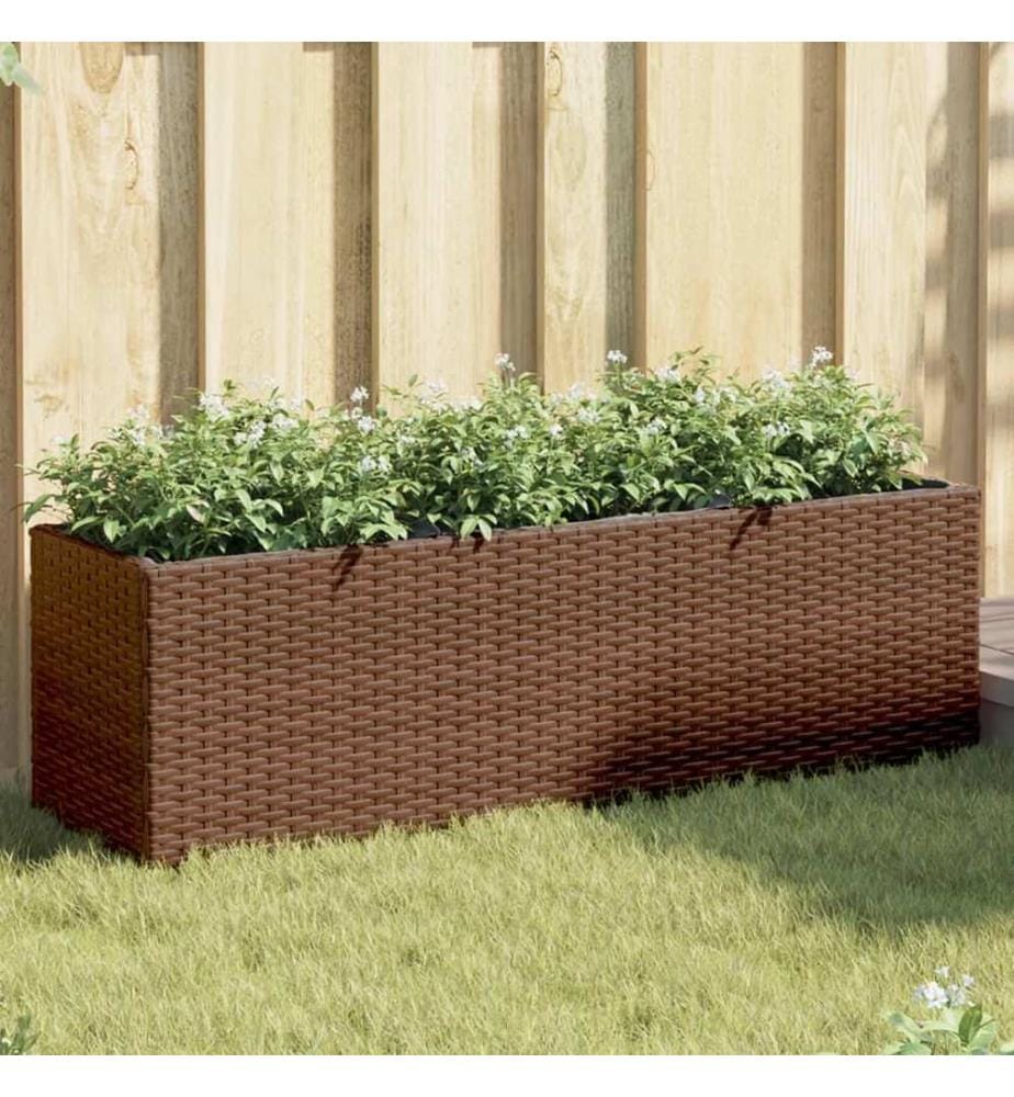 vidaXL Jardinière avec 3 pots marron 105x30x32 cm résine tressée